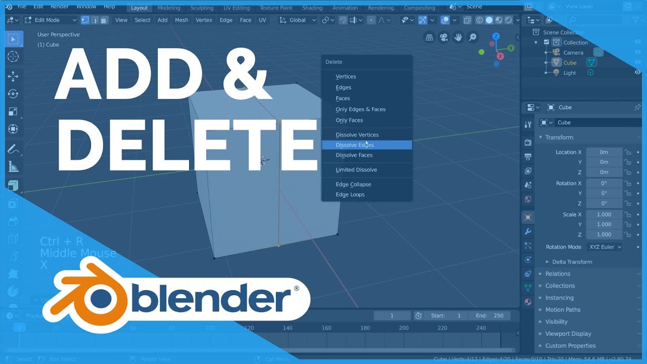 Read more about the article Add & Delete – Blender 2.80 Fundamentals