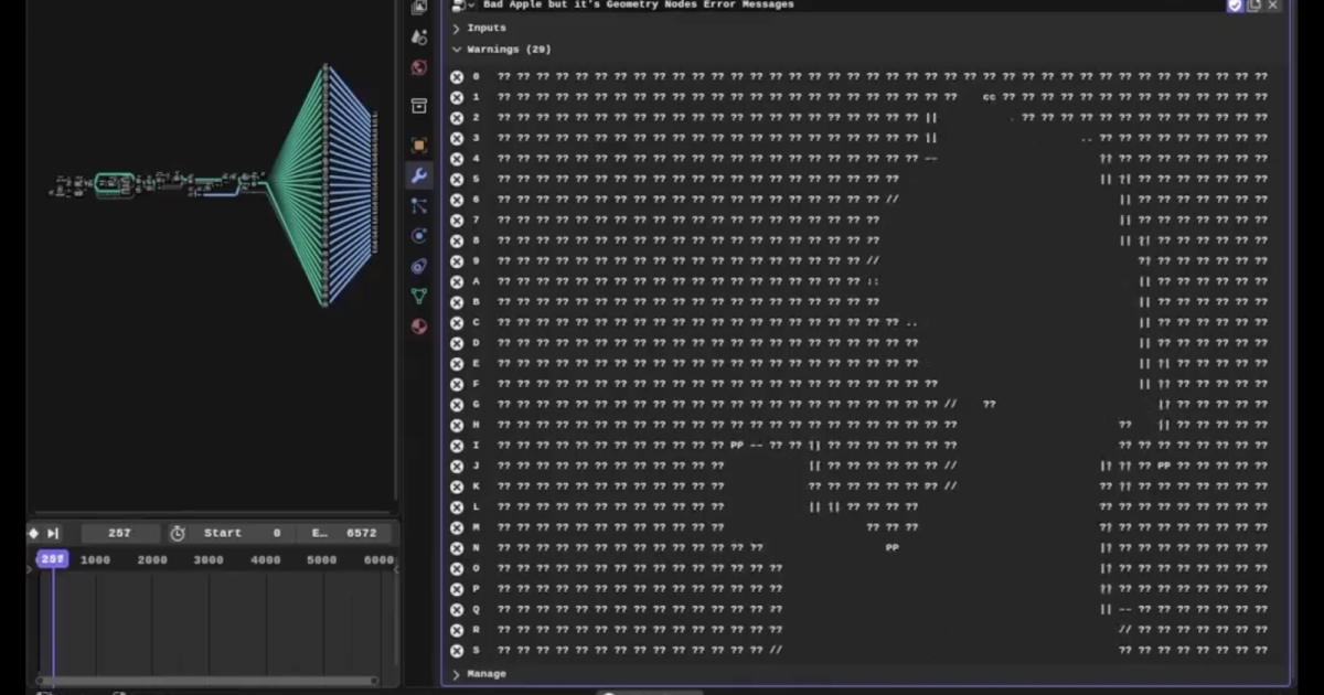 Read more about the article Bad Apple!! But It’s Blender’s Geometry Nodes Error Messages