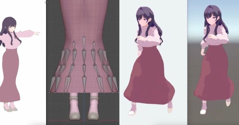 Read more about the article Dynamic 3D Skirt Rig Made For a VTuber Model in Blender