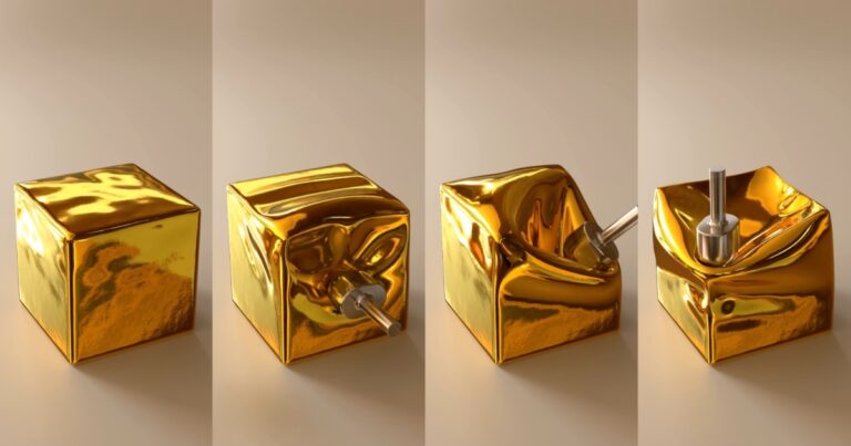 Read more about the article Weirdly Satisfying Blender Animation Of Soft Golden Cube Getting Crushed