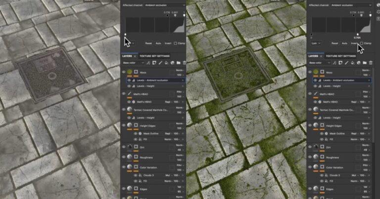 Read more about the article Blending Moss Using Occlusion With Substance 3D Painter’s Compare Mask