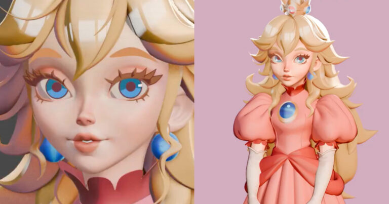 Read more about the article Cute 3D Model of Princess Peach Made with Blender